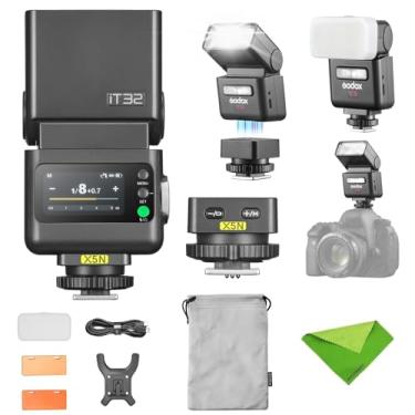 Imagem de GODOX Flash de câmera TTL iT32 com gatilho sem fio X5N para Nikon, compatível com GODOX série X (X3/X3Pro/XProII/X2T), receptor embutido de 2,4 GHz, suporte magnético e refletor/difusor