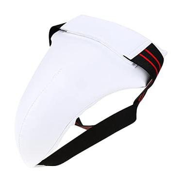 Imagem de Generic Protetor de Virilha de Taekwondo Durável Masculino para Boxe Karate Sanda, Feito de Couro PU, Branco, Opções de Tamanho S-XL, Adequado para Pessoas de Treinamento (XL)