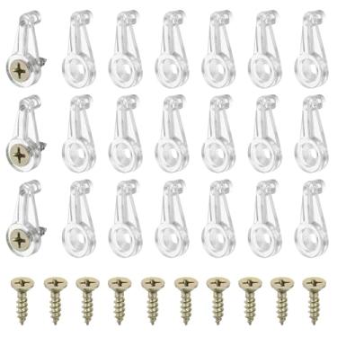 Imagem de PATIKIL Clipes de retenção de vidro, 60 peças de clipes de vidro para armário clipes de suporte de espelho com parafusos para fixação de portas de espelho, transparentes