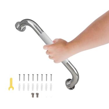 Imagem de Barra de apoio para chuveiro, alça de barra de apoio de banheiro de 30 cm com aderência serrilhada antiderrapante, barra de equilíbrio de banho de aço inoxidável, suporte de barra de segurança de