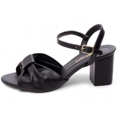 Imagem de Sandália Feminina Salto Médio Baixo Grosso Bloco 6 cm Torricella (Preto, BR, Adulto, Numérico, 35)