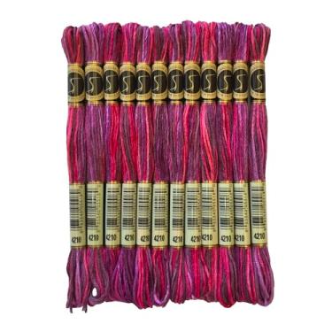 Imagem de Magical Color Variegated Cross Stitch Thread Color Variations Embroidery Floss Pack, 8,7 jardas, rubi radiante, pacote com 12 novelos