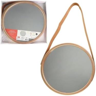 Imagem de Espelho redondo, pequeno, decoracao para parede, rose gold, charmoso, 45cm,delicado,fino