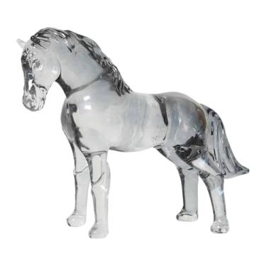 Imagem de WeiLaiKeQi Estátua de Cavalo de Vidro, Miniatura Colecionável, Ornamento Feng Shui para Lareira, Style H