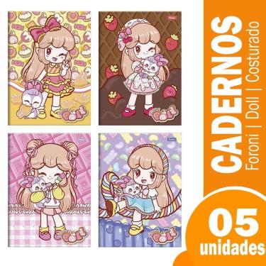 Imagem de Caderno Costurado Universitario Capa Dura Foroni Doll 5X80fls
