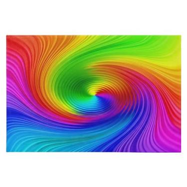 Imagem de Wassud Tapete de porta espiral arco-íris 61 x 89 cm, tapete antiderrapante lavável com suporte de borracha, tapete macio e macio para sala de estar, quarto, entrada, entrada