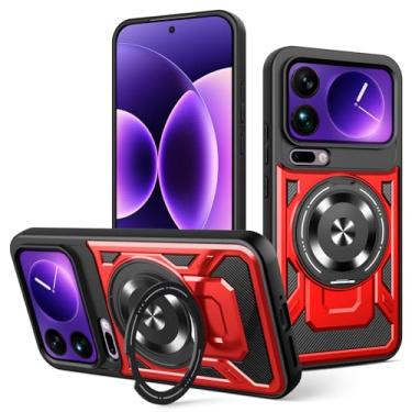 Imagem de LTLMYDAM Capa magnética para Xiaomi 17 Pro Max/17 Pro/17, capa militar ultrafina com absorção de choque, capa de suporte fosco, vermelha, 17 Pro Max