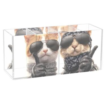 Imagem de TSENQUE Lindo porta-lápis de mesa, moderno, cão, gato, organizador de canetas de acrílico, copo de lápis, suporte de arte de escritório, material de escritório personalizado para decoração de mesa