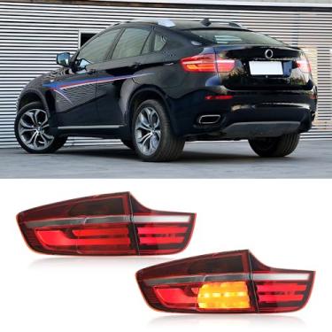 Imagem de JOLUNG Luzes traseiras compatíveis com X6 E71 2007-2014, montagem de luzes traseiras DRL, luzes de reserva de seta, luzes traseiras de freio, farol de neblina invertido motorista esquerdo e lado