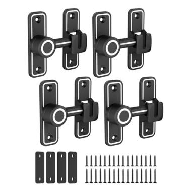 Imagem de SecureLatch Fechadura de porta de celeiro dobrável de 90/180 graus, ferragens de zinco com trava deslizante resistente – Proteção de privacidade para celeiro, janela, portão, jardim, banheiro, armário
