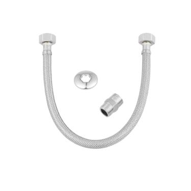 Imagem de Mangueira Flexível Trançada em Aço Inox 40cm com Conexão 1/2" e Nipel Metálico