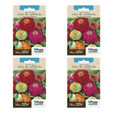 Imagem de 4x Sementes Zinia Gigante Da Califórnia Sortida Vaso E Mudas - Topseed