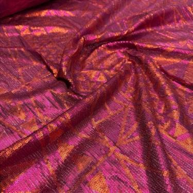 Imagem de Tecido Tule Paetê Bordado Tribal 1,30m Para Vestidos de Festa e Format