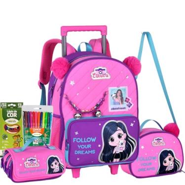 Imagem de Kit Mochila Rodinha Luluca Pandinha Lancheira Estojo 2026 Rosa-chiclete Luluca Youtuber