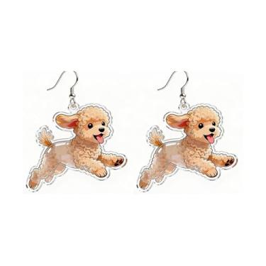 Imagem de OSCCI Adoráveis brincos de acrílico para filhotes de cachorro – Ganchos de liga durável, com tema de animal de estimação fofos, ótimos para roupas casuais e de festa, Acrílico, Sem pedra preciosa