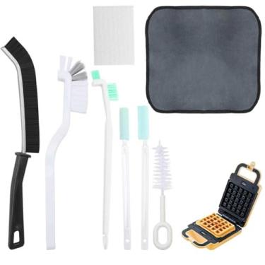 Imagem de Kit de escova limpa para máquinas de waffle de 8 peças: pincéis de tamanhos diferentes alcançam todas as fendas, toalhas para brilho impecável e esponjas para absorver detritos instantaneamente