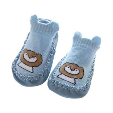 Imagem de Meias Pantufas Unissex Para Bebês Com Solas De Borracha Antiderrapante