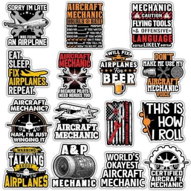 Imagem de SODAVA Pacote de adesivos de mecânico de aeronaves, 15 peças, 7,6 x 7,6 cm, decalques de manutenção de técnicos de aviação, adesivos de vinil à prova d'água para carro, laptop, capacete, caixa de