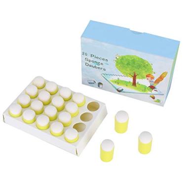 Imagem de Esponja de dedo daubers ferramentas de pintura 20 pçs amarelo reutilizável diy carimbar esponjas para crianças arte artesanato plástico esponja material 1.1in comprimento