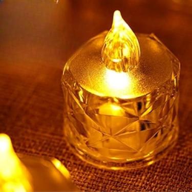 Imagem de Kit 10 Mini Velas Luz Led Eletrônica Decorativa Cristal Transparente vela led，decorativas de natal，eletrônica(Luz vela led C-10 Pcs)