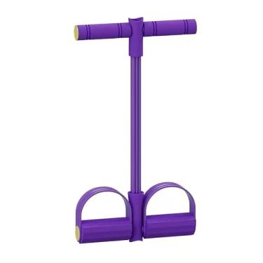 Imagem de Faixa de resistência de pedal com alças, exercitador de pedal de 6 tubos, equipamento de fitness multifuncional de borracha natural para abdômen, cintura, braços, pernas, modelagem corporal (roxo)
