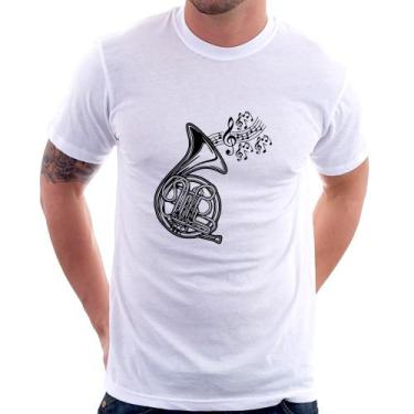 Imagem de Camiseta Trompa Notas Musicais - Foca na Moda, Branco, GG