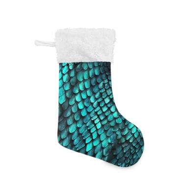 Imagem de ATTX Meias de Natal com estampa de pele Python, suportes de presente brancos de pelúcia para decorações de festas de fim de ano (17,7 polegadas, 1 pacote) #98