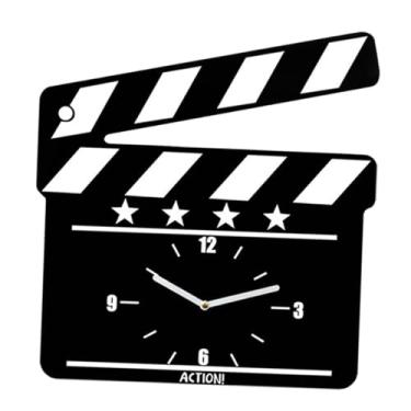Imagem de WeiLaiKeQi Relógio de parede com claquete de cinema, movimento silencioso, decorativo, para pendurar na parede, ideal para escritório, cozinha, festa ou sala de, 30cm