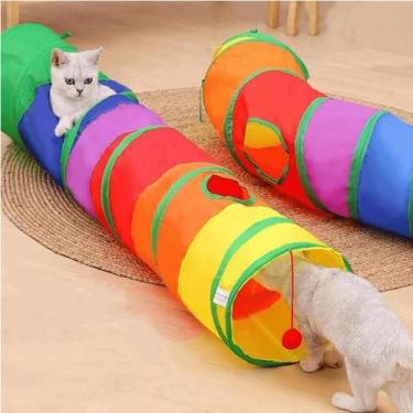 Imagem de Tunel Colorido Para Gatos Brinquedo para Gatos Túnel Interativo Gatinh
