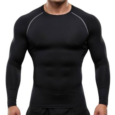 Imagem de Camiseta De Compressão Masculina Preta Manga Longa Esportiva