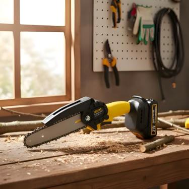 Imagem de Mini Motosserra Eletrica 6 Polegadas Bateria Recarregavel 21V Podador Galhos Madeira Portatil Bivolt Serra Manual Poda Jardim Ferramenta Leve Potente