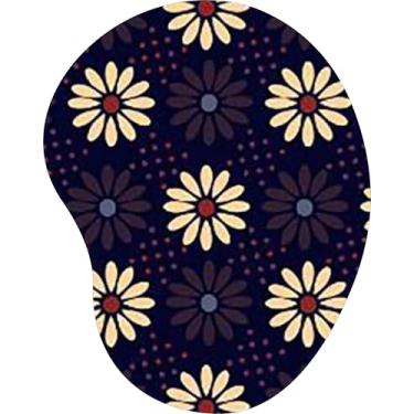 Imagem de Mouse Pad Ergonômico Gota Margaridas Geométricas Fundo Azul Escuro