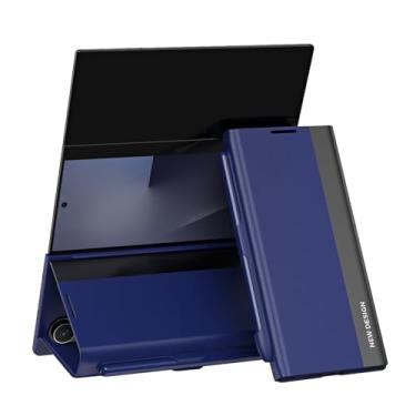 Imagem de FWYANZH Capa para Samsung Galaxy Z com três dobras, adsorção magnética, capa de couro vegano com suporte para caneta S, capa à prova de choque, azul, três dobras