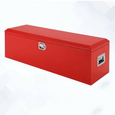 Imagem de Caixa de ferramentas para cama de caminhão de aço resistente de 76 cm | Caixa de ferramentas extra grande com sistema de bloqueio duplo e suportes de elevação a gás | Armazenamento anti-roubo para