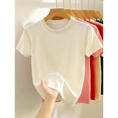 Imagem de Camiseta Sem Mangas De Malha Feminina Moda Verão Y2K Preto E Branco Ca