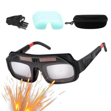 Imagem de Óculos de soldagem, escurecimento automático antiderrapante com capa, óculos de segurança para soldadores - para profissionais, técnicos, fabricantes de metal, entusiastas de oficina de mecânica