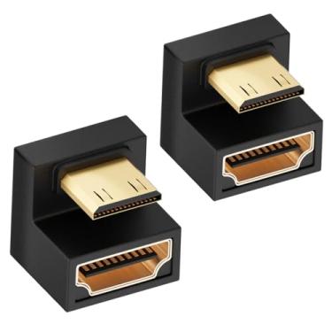 Imagem de GLHONG Adaptador Mini HDMI para HDMI em forma de U, conversor de extensão Mini-HDMI 2.1 angular de 360 graus, suporta 8K @60Hz, 48Gbps para câmera, laptop, tablet, HDTV e projetor (2 peças (abaixo)