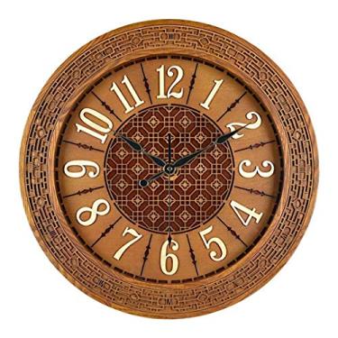 Imagem de Relógio de parede decorativo grande, redondo, digital, moderno, decoração de casa, relógio silencioso retrô de madeira