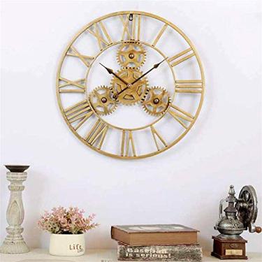 Imagem de U5GAAALPPQ9 Relógio de parede 50 cm numerais romanos engrenagem relógios de parede redondos criativos retrô engrenagem de ferro relógio de parede arte de parede decoração de casa