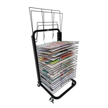 Imagem de Estante de secagem de arte, cavalete dobrável para chão, placa de pintura a óleo de teto, equipamento de estúdio de arte de jardim de infância, rack de malha de arame Melaleuca com polias, uma cor, H