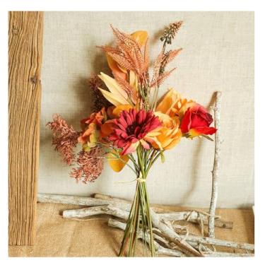 Imagem de Flores artificiais para decoração, flores artificiais nórdicas, plantas verdes, buquê de plástico, sala de estar, restaurante, arranjos de flores, plantas artificiais e flores