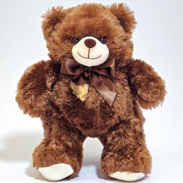 Imagem de Urso de Pelúcia Com Laço 35cm Ursinho Teddy Bebê Nicho Lindo Cor:Choco