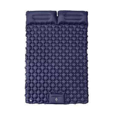 Imagem de ColchãO Colchão Inflável De Acampamento Ao Livre Dormir Para Acampamento Com Travesseiro Almofada(Cama casal Azul marinho)