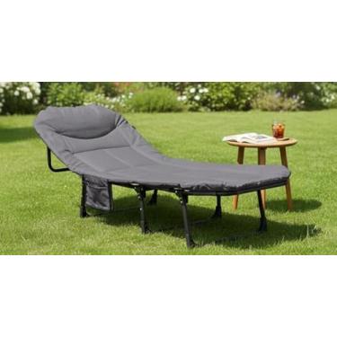 Imagem de Espreguiçadeira Dobrável Cinza para Jardim e Área Externa