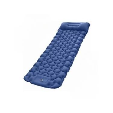 Imagem de Colchonete InfláVel Solteiro ColchãO AutomáTico PortáTil 190cm Com Travesseiro Acampamento Camping Viagem ImpermeáVel De(Azul escuro)