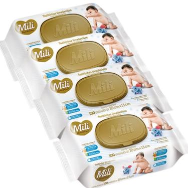 Imagem de Lenço Umedecido  Mili Love&Care 4 Pacotes c/100 unidades (total 400 Toalhinhas Super Macias)