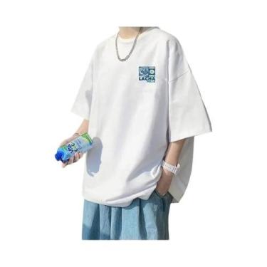 Imagem de Camiseta Masculina 8XL Solta Com Estampa Fuji Coreana Americana Japone