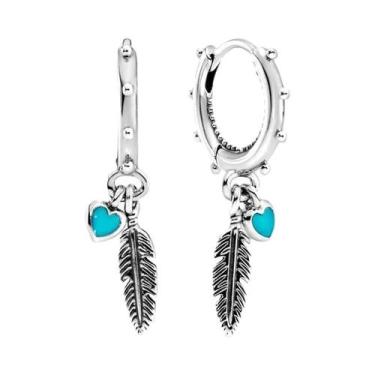 Imagem de Brincos De Argola Dupla Em Prata 925 Com Coração E Gato Para Mulheres,