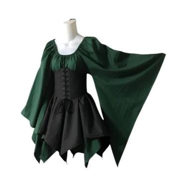 Imagem de Fantasia De Fada Medieval Feminina Com Orelhas, Vestido Tradicional Ir