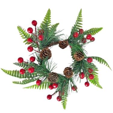 Imagem de Anéis de vela de Natal para pilares, mesa de Natal | de guirlanda de vela | para decoradores de casa, entusiastas de férias, organizadores de eventos, mesa de jantar, cornija, lareira, par de